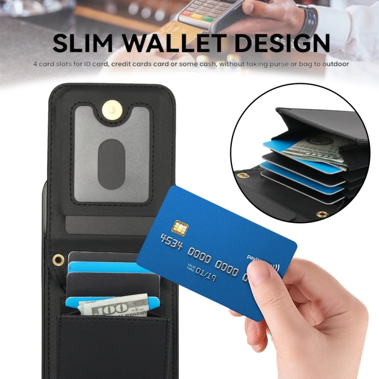 For iPhone 15 Pro YM015 Crossbody Rhombic Card Bag RFID Phone Case(Black) - HoMEdemic™ 