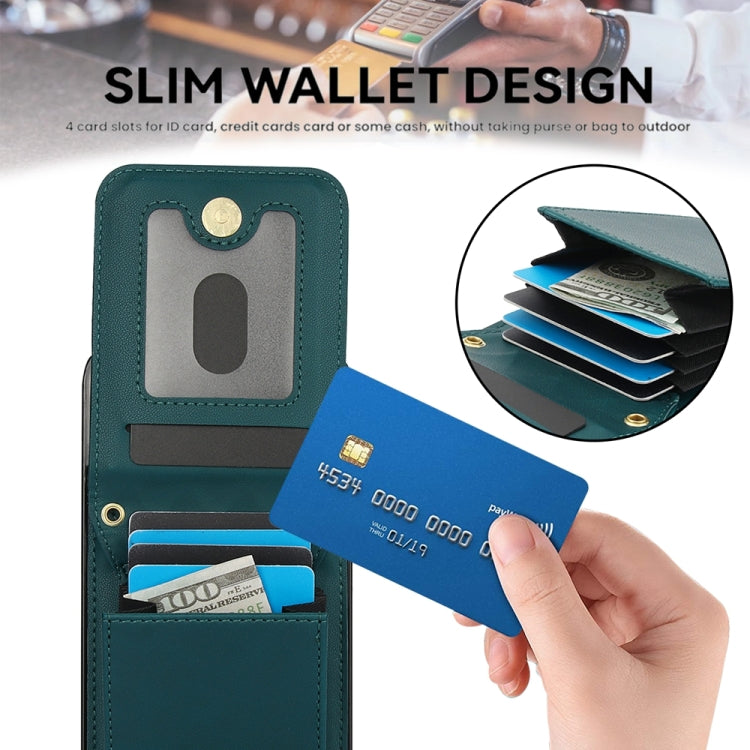 For iPhone 15 Pro YM015 Crossbody Rhombic Card Bag RFID Phone Case(Green) - HoMEdemic™ 