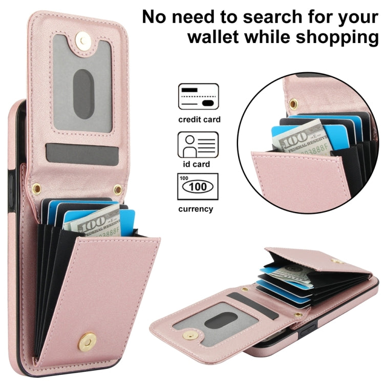 For iPhone 15 Pro YM015 Crossbody Rhombic Card Bag RFID Phone Case(Rose Gold) - HoMEdemic™ 
