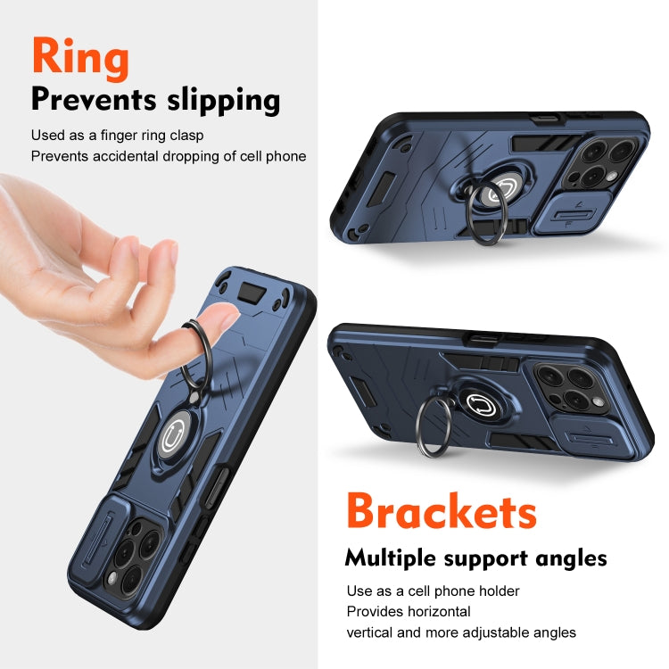 For iPhone 15 Pro Camshield Ring Holder Phone Case(Royal Blue) - HoMEdemic™ 