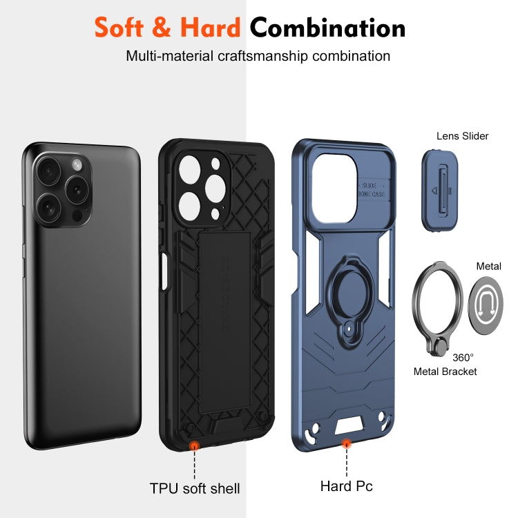 For iPhone 15 Pro Camshield Ring Holder Phone Case(Royal Blue) - HoMEdemic™ 