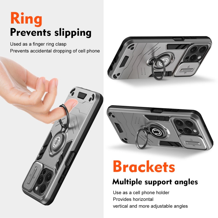 For iPhone 15 Pro Camshield Ring Holder Phone Case(Grey) - HoMEdemic™ 