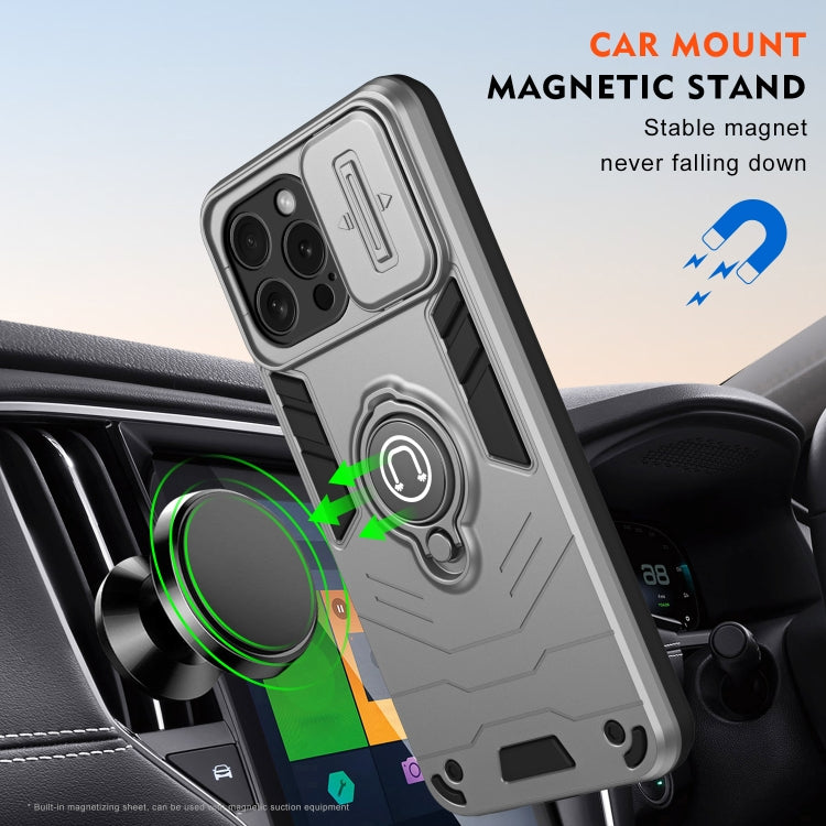 For iPhone 15 Pro Camshield Ring Holder Phone Case(Grey) - HoMEdemic™ 