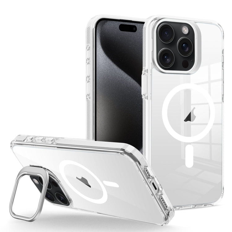 For iPhone 15 Pro Max J2 High Transparent MagSafe Magnetic Frame Holder Phone Case(White) - HoMEdemic™ 