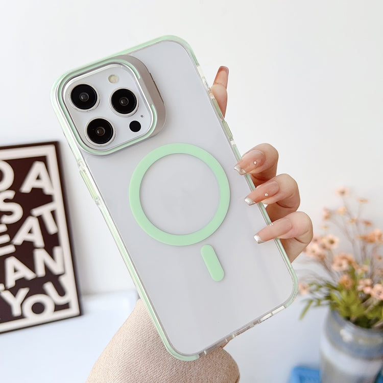 For iPhone 15 Pro J2 High Transparent MagSafe Magnetic Frame Holder Phone Case(Matcha Green) - HoMEdemic™ 