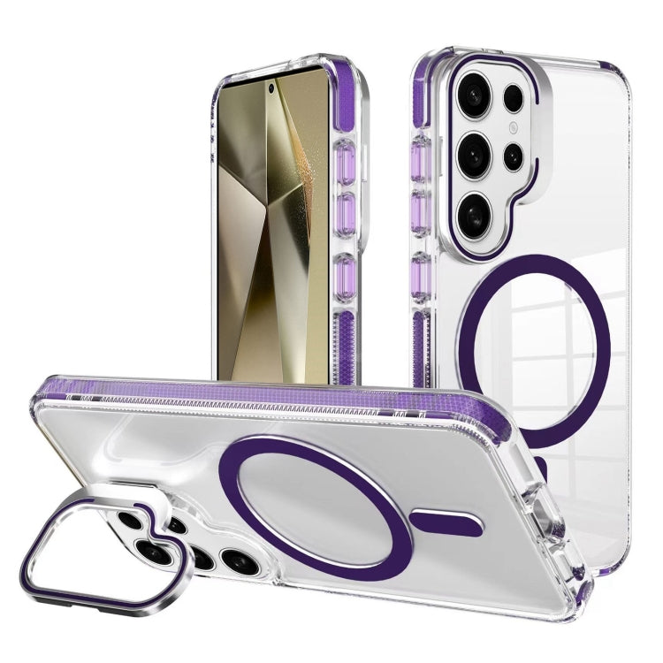 For Samsung Galaxy S24 Ultra 5G J2 High Transparent MagSafe Magnetic Frame Holder Phone Case(Dark Purple) - HoMEdemic™ 