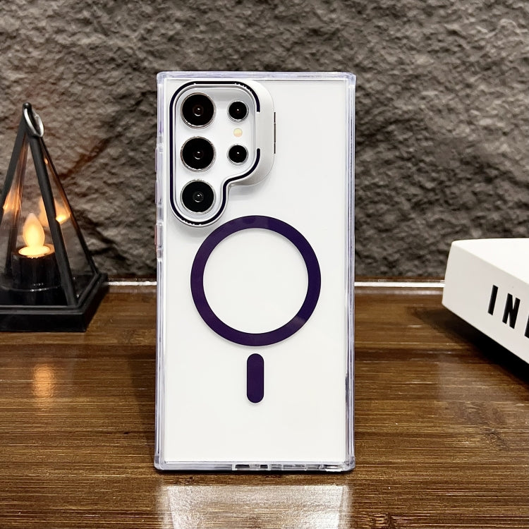 For Samsung Galaxy S24 Ultra 5G J2 High Transparent MagSafe Magnetic Frame Holder Phone Case(Dark Purple) - HoMEdemic™ 