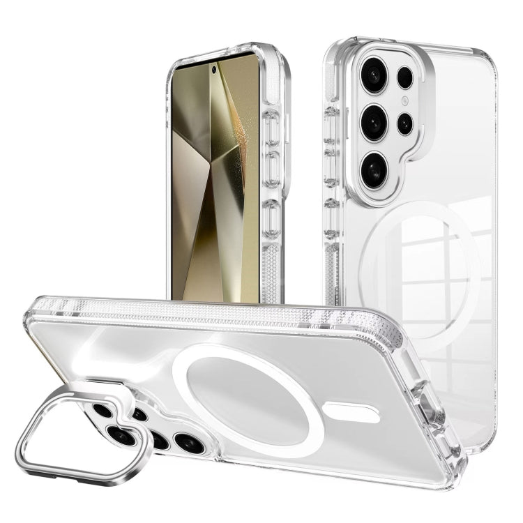 For Samsung Galaxy S24 Ultra 5G J2 High Transparent MagSafe Magnetic Frame Holder Phone Case(White) - HoMEdemic™ 
