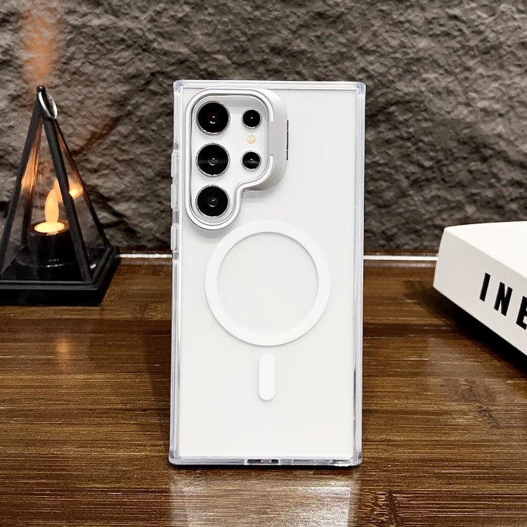 For Samsung Galaxy S24 Ultra 5G J2 High Transparent MagSafe Magnetic Frame Holder Phone Case(White) - HoMEdemic™ 