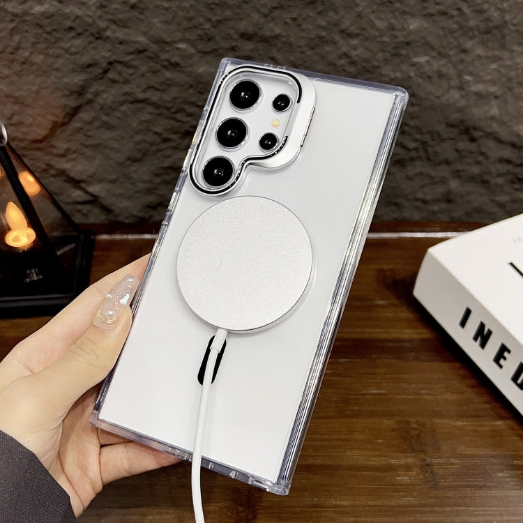 For Samsung Galaxy S24 Ultra 5G J2 High Transparent MagSafe Magnetic Frame Holder Phone Case(White) - HoMEdemic™ 