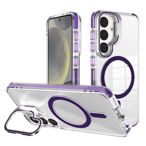 For Samsung Galaxy S24 J2 High Transparent MagSafe Magnetic Frame Holder Phone Case(Dark Purple) - HoMEdemic™ 