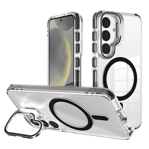 For Samsung Galaxy S24 J2 High Transparent MagSafe Magnetic Frame Holder Phone Case(Black) - HoMEdemic™ 