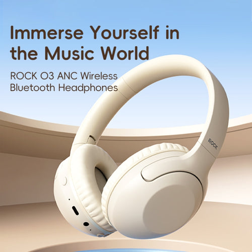 ROCK O3 Head-mounted Noise Reduction Bluetooth Headset(Beige) - HoMEdemic™ 