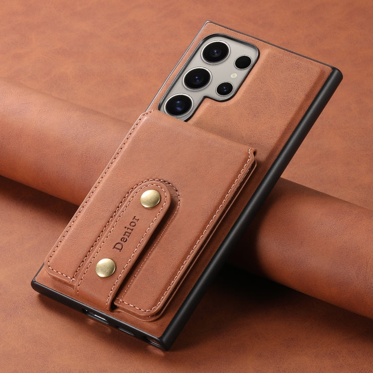 For Samsung Galaxy S24 Ultra 5G Denior D14 NK Retro Pattern MagSafe Magnetic Card Holder Leather Phone Case(Brown) - HoMEdemic™ 