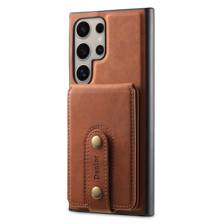 For Samsung Galaxy S24 Ultra 5G Denior D14 NK Retro Pattern MagSafe Magnetic Card Holder Leather Phone Case(Brown) - HoMEdemic™ 