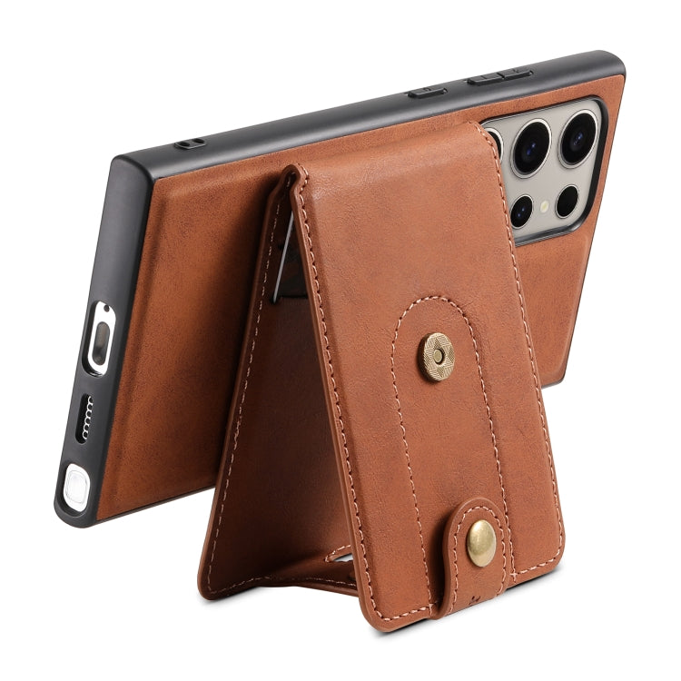 For Samsung Galaxy S24 Ultra 5G Denior D14 NK Retro Pattern MagSafe Magnetic Card Holder Leather Phone Case(Brown) - HoMEdemic™ 