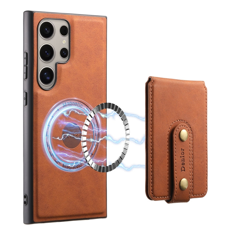For Samsung Galaxy S24 Ultra 5G Denior D14 NK Retro Pattern MagSafe Magnetic Card Holder Leather Phone Case(Brown) - HoMEdemic™ 
