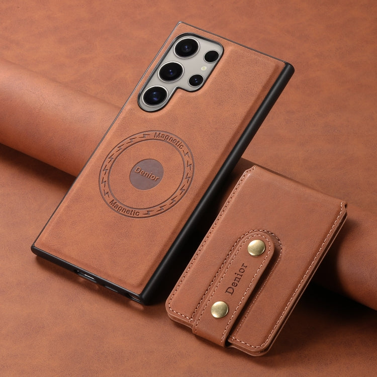 For Samsung Galaxy S24 Ultra 5G Denior D14 NK Retro Pattern MagSafe Magnetic Card Holder Leather Phone Case(Brown) - HoMEdemic™ 
