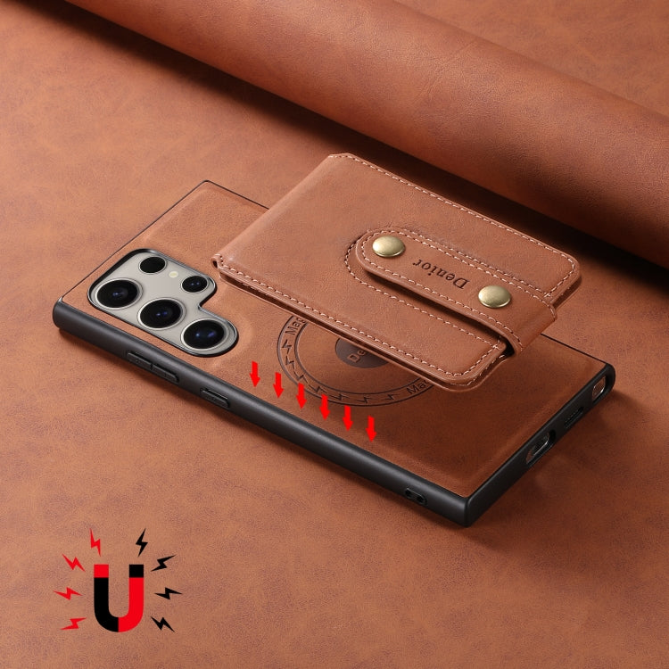 For Samsung Galaxy S24 Ultra 5G Denior D14 NK Retro Pattern MagSafe Magnetic Card Holder Leather Phone Case(Brown) - HoMEdemic™ 