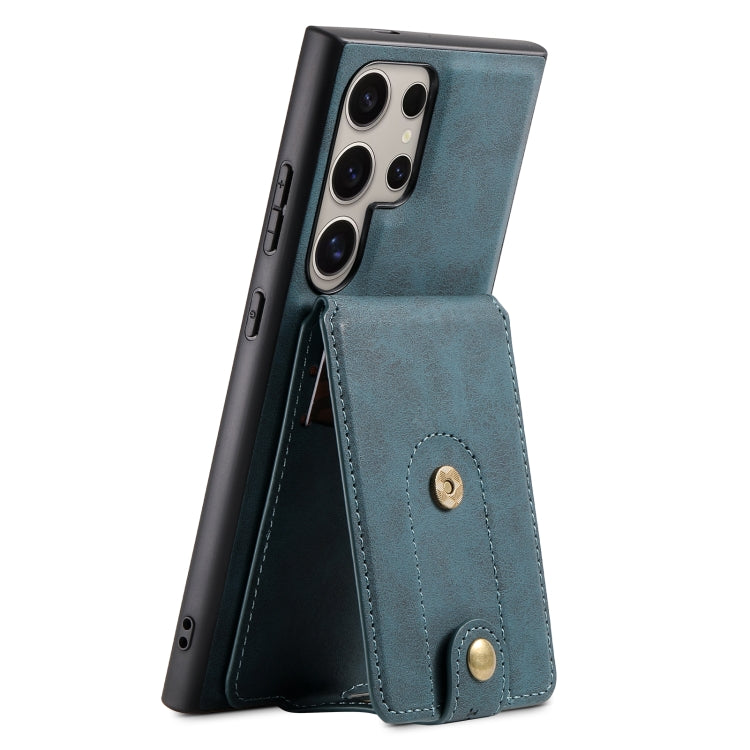 For Samsung Galaxy S24 Ultra 5G Denior D14 NK Retro Pattern MagSafe Magnetic Card Holder Leather Phone Case(Blue) - HoMEdemic™ 