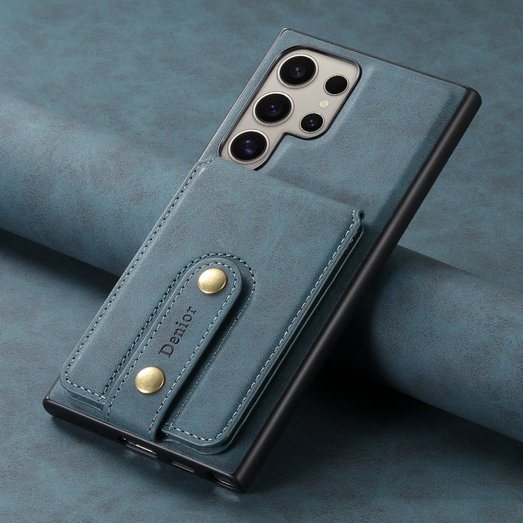For Samsung Galaxy S24 Ultra 5G Denior D14 NK Retro Pattern MagSafe Magnetic Card Holder Leather Phone Case(Blue) - HoMEdemic™ 