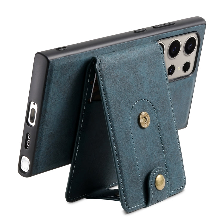 For Samsung Galaxy S24 Ultra 5G Denior D14 NK Retro Pattern MagSafe Magnetic Card Holder Leather Phone Case(Blue) - HoMEdemic™ 