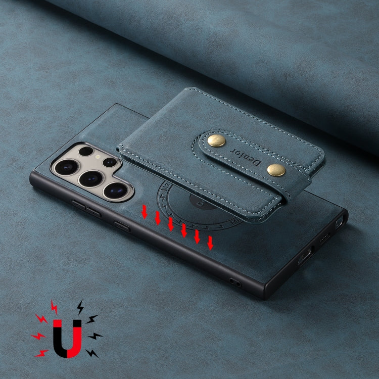 For Samsung Galaxy S24 Ultra 5G Denior D14 NK Retro Pattern MagSafe Magnetic Card Holder Leather Phone Case(Blue) - HoMEdemic™ 
