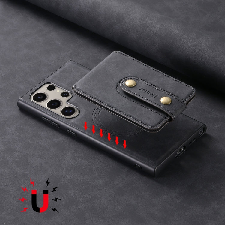 For Samsung Galaxy S24 Ultra 5G Denior D14 NK Retro Pattern MagSafe Magnetic Card Holder Leather Phone Case(Black) - HoMEdemic™ 