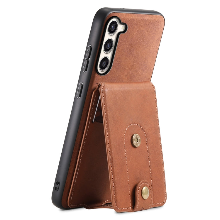 For Samsung Galaxy S23+ 5G Denior D14 NK Retro Pattern MagSafe Magnetic Card Holder Leather Phone Case(Brown) - HoMEdemic™ 