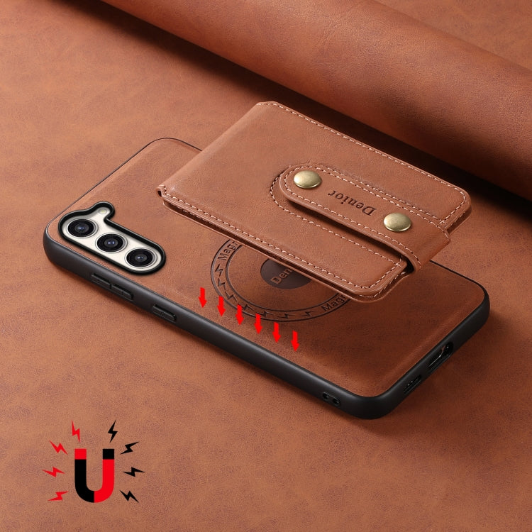 For Samsung Galaxy S23+ 5G Denior D14 NK Retro Pattern MagSafe Magnetic Card Holder Leather Phone Case(Brown) - HoMEdemic™ 