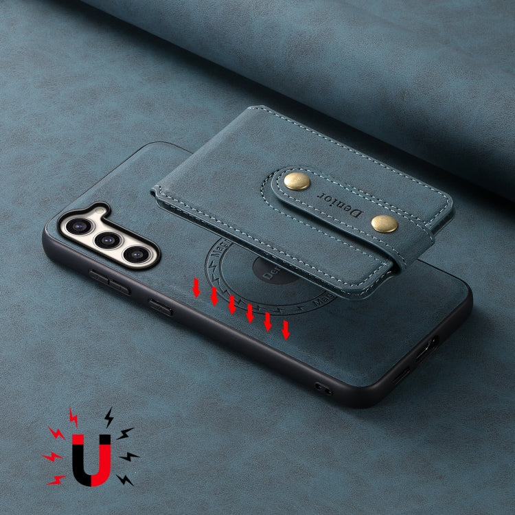 For Samsung Galaxy S23+ 5G Denior D14 NK Retro Pattern MagSafe Magnetic Card Holder Leather Phone Case(Blue) - HoMEdemic™ 