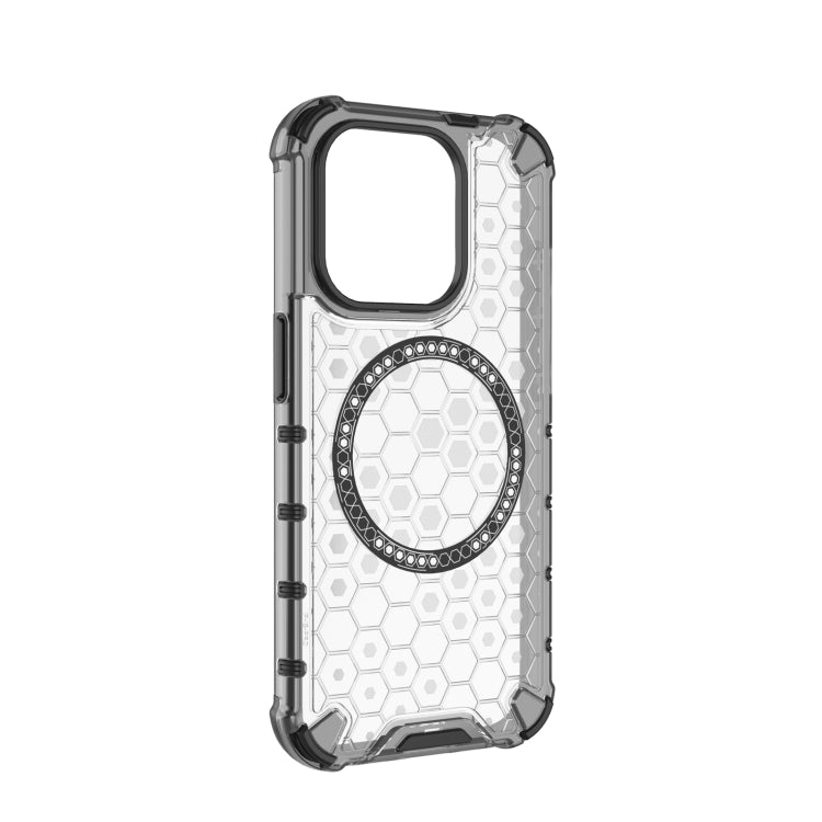 For iPhone 15 Pro Max Honeycomb Magnetic Ring Shockproof Phone Case(White) - HoMEdemic™ 