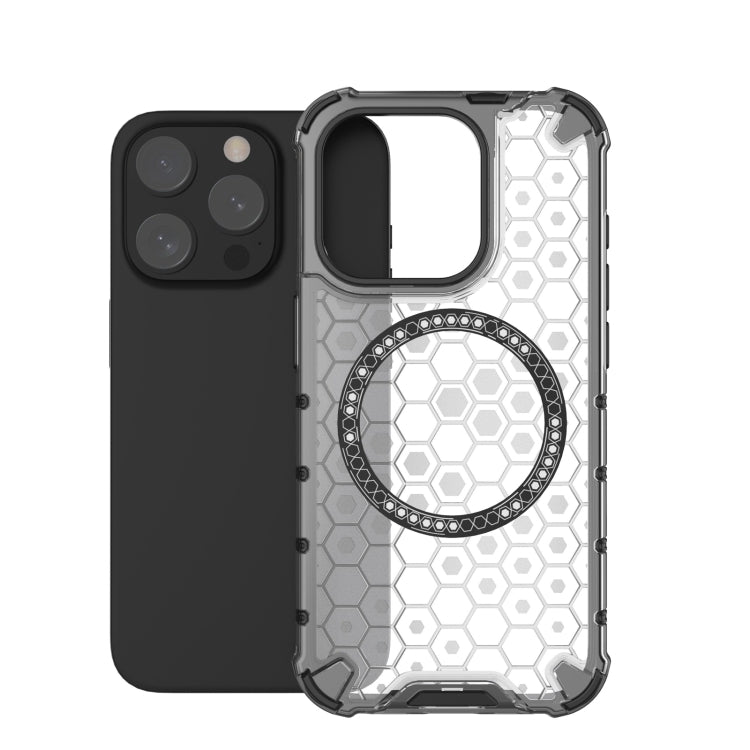 For iPhone 15 Pro Max Honeycomb Magnetic Ring Shockproof Phone Case(White) - HoMEdemic™ 