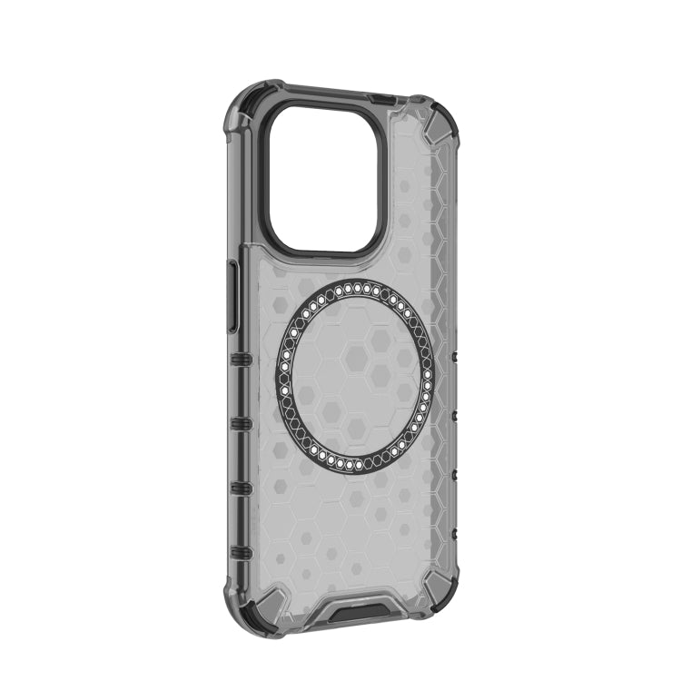 For iPhone 15 Pro Honeycomb Magnetic Ring Shockproof Phone Case(Black) - HoMEdemic™ 