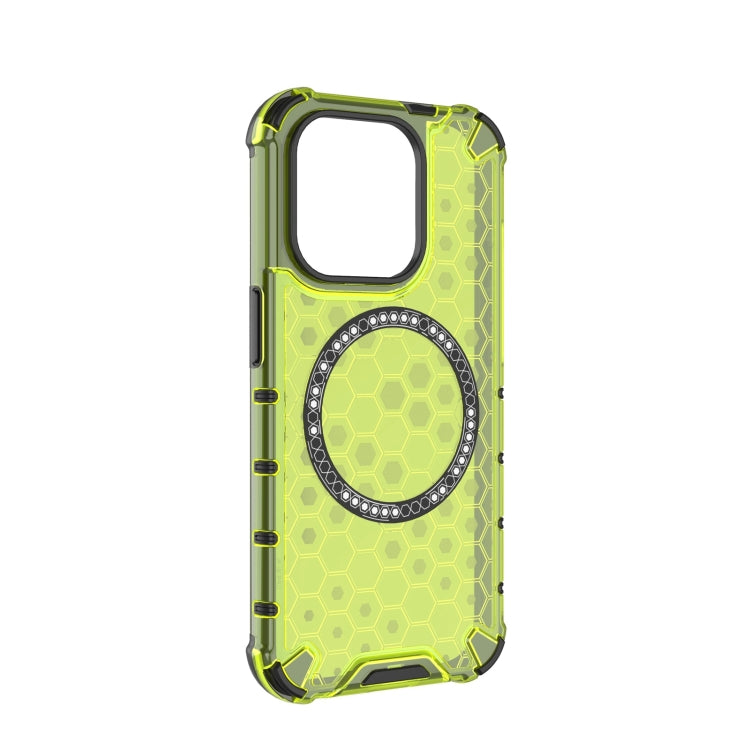 For iPhone 15 Pro Honeycomb Magnetic Ring Shockproof Phone Case(Green) - HoMEdemic™ 