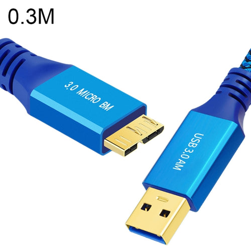 USB 3.0 Male To Micro USB 3.0 Male Braided Cable, Length:0.3m(Blue) - HoMEdemic™ 