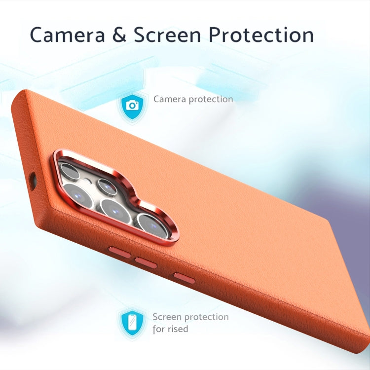 For Samsung Galaxy S24 Ultra Prime Leather MagSafe Magnetic Phone Case(Orange) - HoMEdemic™ 