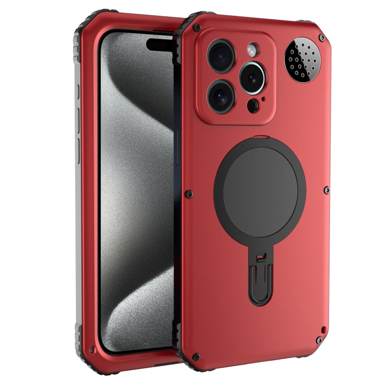 For iPhone 15 Pro Aromatherapy MagSafe Holder Life Waterproof Rugged Phone Case(Red) - HoMEdemic™ 