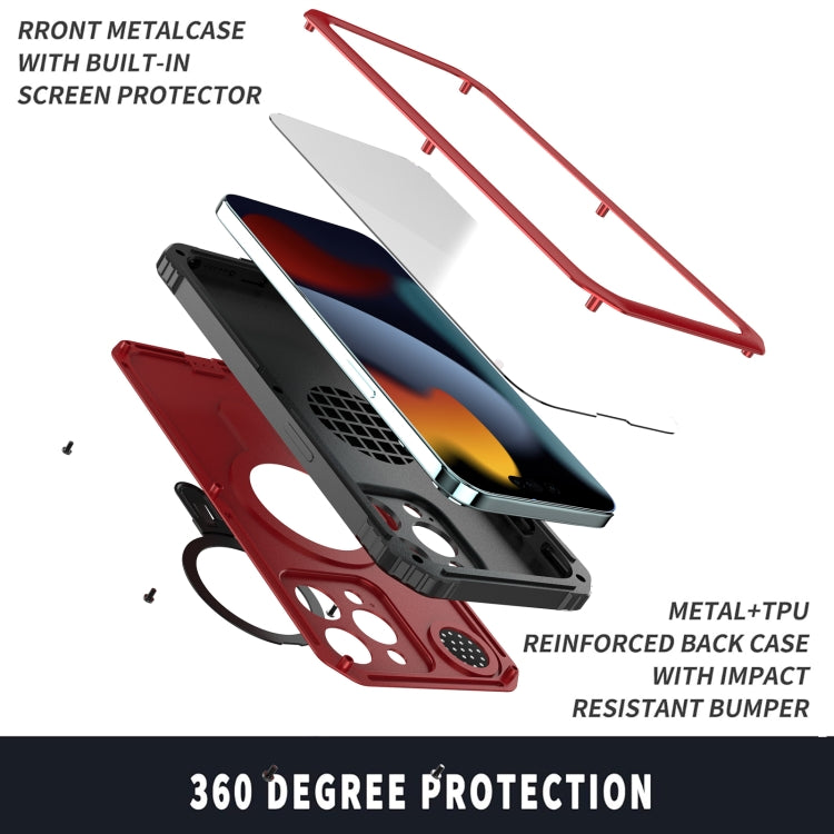 For iPhone 15 Pro Aromatherapy MagSafe Holder Life Waterproof Rugged Phone Case(Red) - HoMEdemic™ 