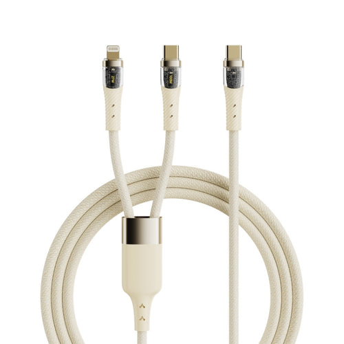 ROCK G20 2 in 1 5A USB-C/Type-C to USB-C/Type-C+8 Pin Transparent Fast Charging Data Cable, Length: 1.5m(Beige) - HoMEdemic™ 