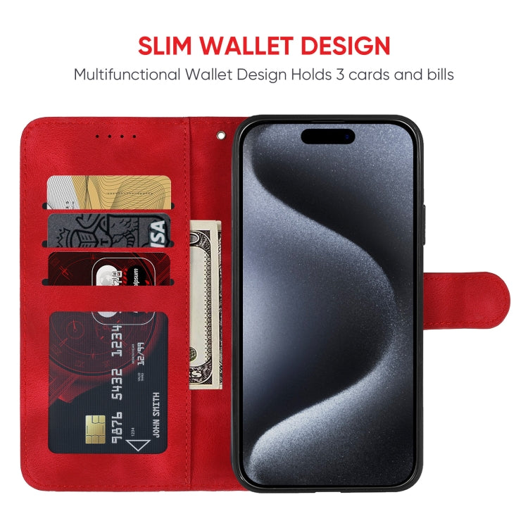 For iPhone 15 Pro Max Skin Feel Geometric Lines Leather Phone Case(Red) - HoMEdemic™ 