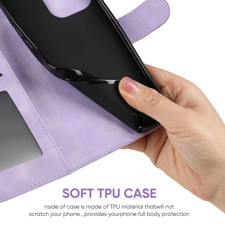 For iPhone 15 Pro Max Skin Feel Geometric Lines Leather Phone Case(Purple) - HoMEdemic™ 