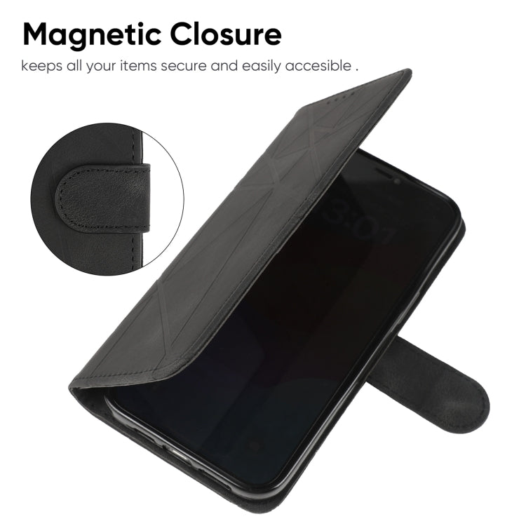 For iPhone 15 Pro Skin Feel Geometric Lines Leather Phone Case(Black) - HoMEdemic™ 