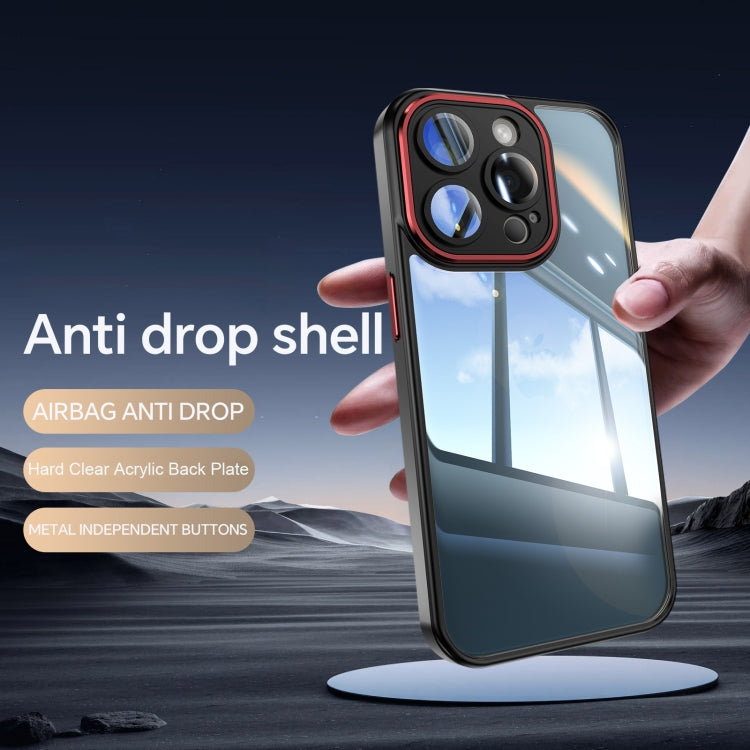 For iPhone 15 Pro Acrylic Hybrid TPU Armor Shockproof Phone Case(Black Red) - HoMEdemic™ 