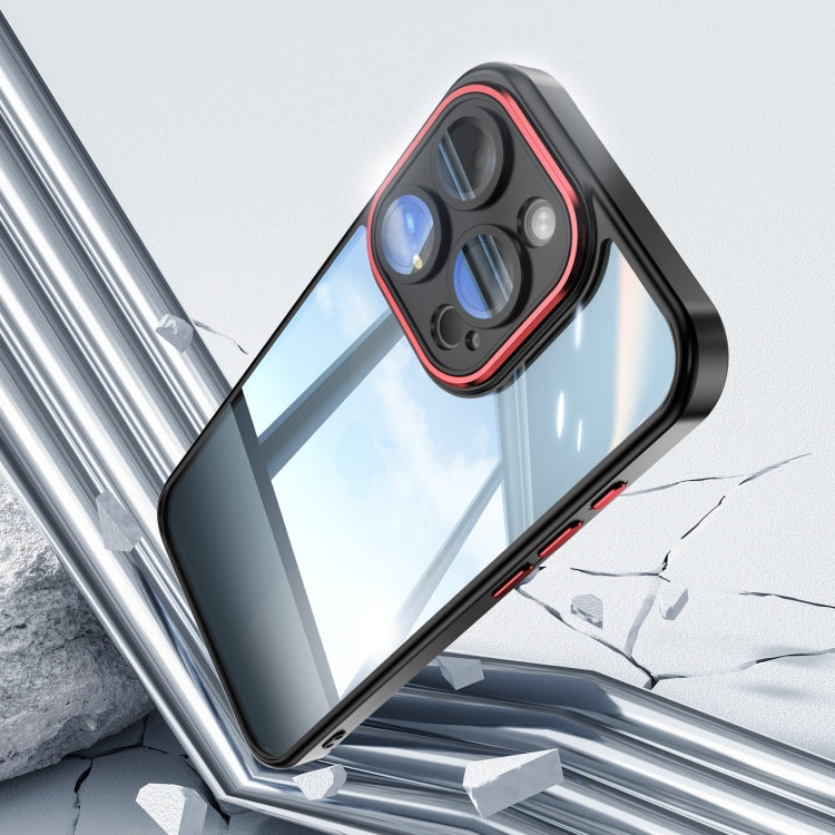 For iPhone 15 Pro Acrylic Hybrid TPU Armor Shockproof Phone Case(Black Red) - HoMEdemic™ 