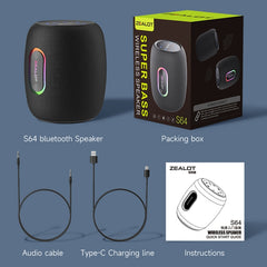 Zealot S64 Shocking Sound Super Subwoofer Bluetooth Speaker with RGB Light(Black) - HoMEdemic™ 