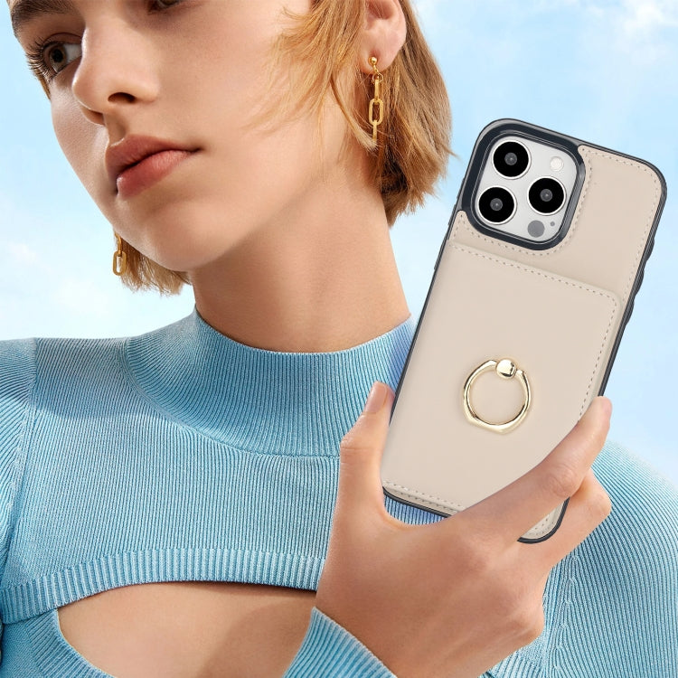 For iPhone 15 Pro Max RFID Anti-theft Card Ring Holder Phone Case(White) - HoMEdemic™ 