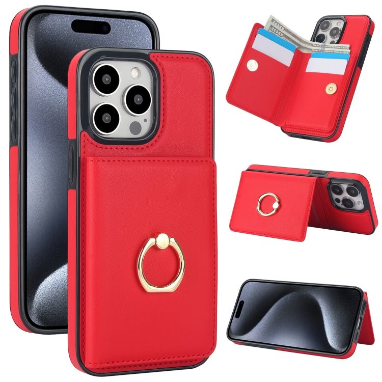 For iPhone 15 Pro Max RFID Anti-theft Card Ring Holder Phone Case(Red) - HoMEdemic™ 