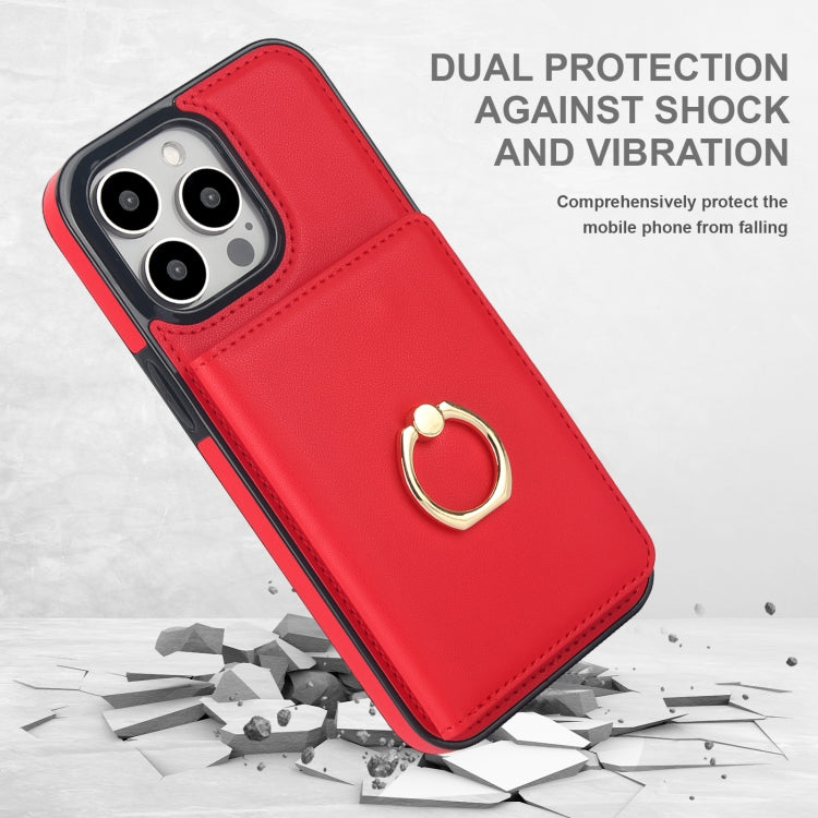 For iPhone 15 Pro Max RFID Anti-theft Card Ring Holder Phone Case(Red) - HoMEdemic™ 