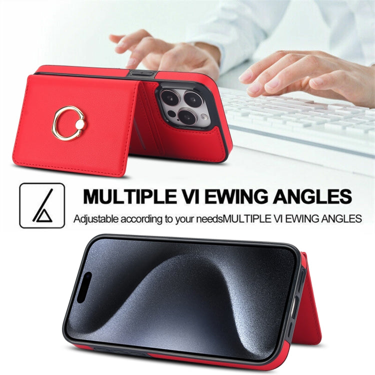 For iPhone 15 Pro Max RFID Anti-theft Card Ring Holder Phone Case(Red) - HoMEdemic™ 